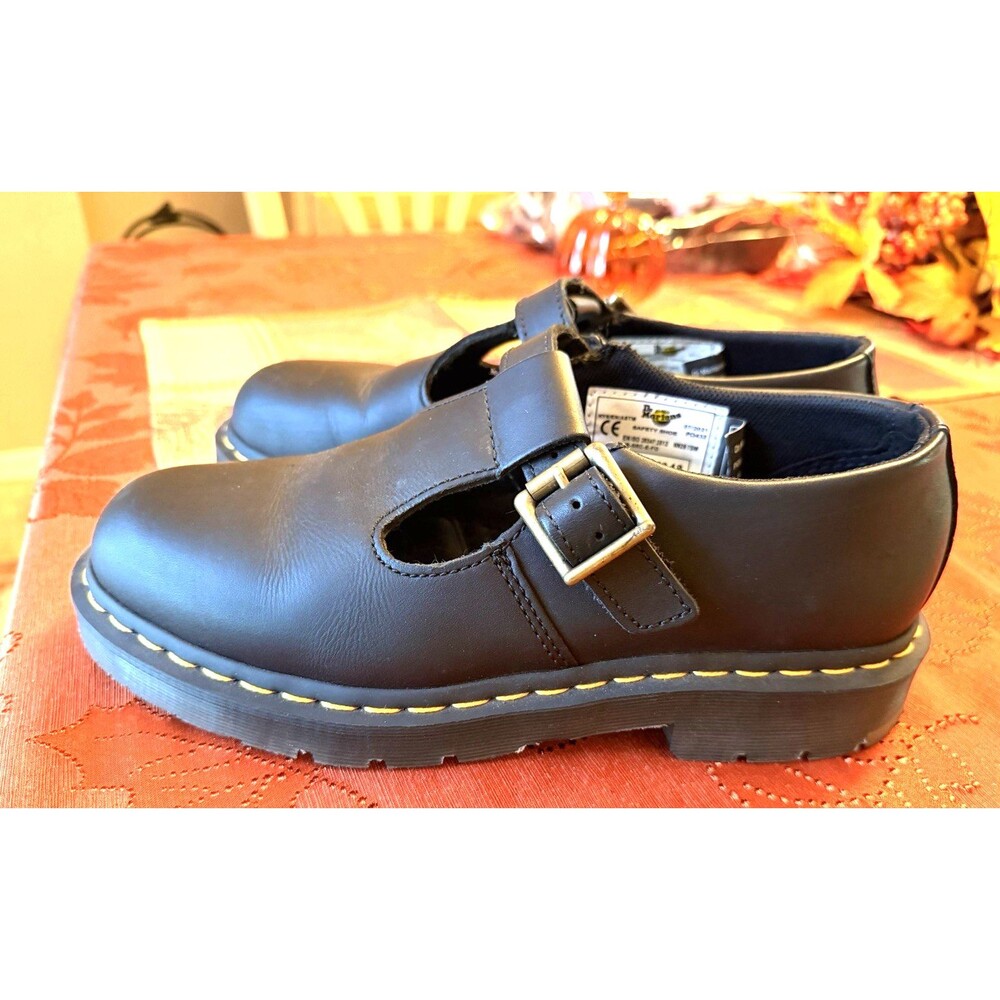 Dr. Martens Womens Sz 10-Polley Smooth Leather Mary Jane Safety Shoes Black